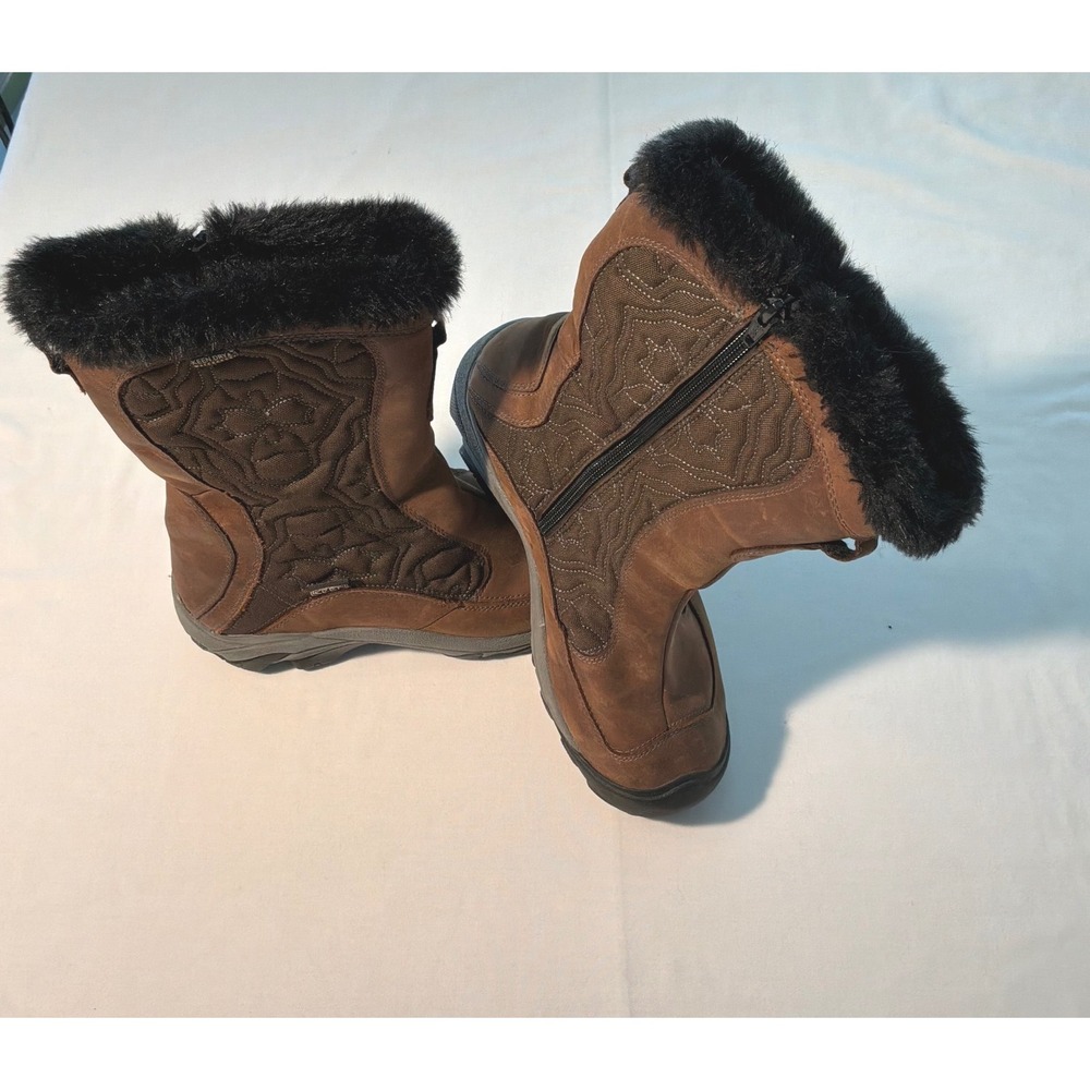 Keen Revel III Womens Brown Leather Waterproof Winter Boots Faux Fur Size 9